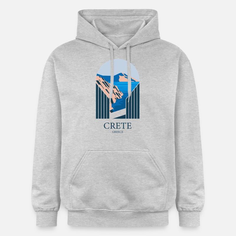 Grete Greece Souvenir : Paysage Sublime - Sweat à capuche Softstyle® Gildan Unisexe - gris clair chiné