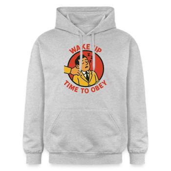 Büro Arbeiter: Aufwachen, Zeit zu gehorchen - Gildan Unisex Softstyle® Midweight Hoodie - Hellgrau meliert - Vorne - Liana (172cm) & Jaron (178cm)
