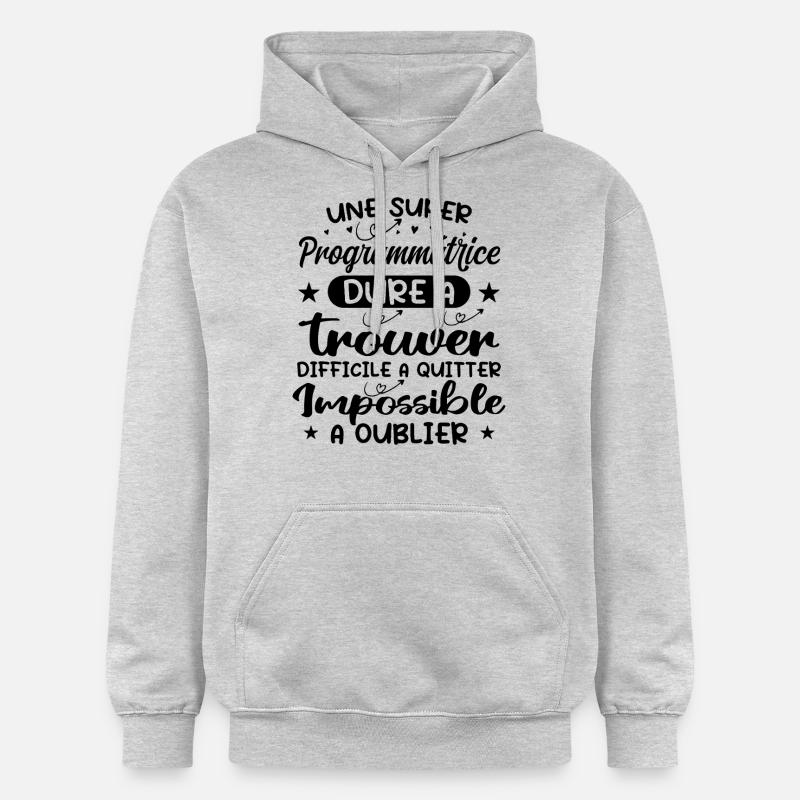 Une Super Programmatrice - Cadeau programmatrice - Sweat à capuche Softstyle® Gildan Unisexe - gris clair chiné