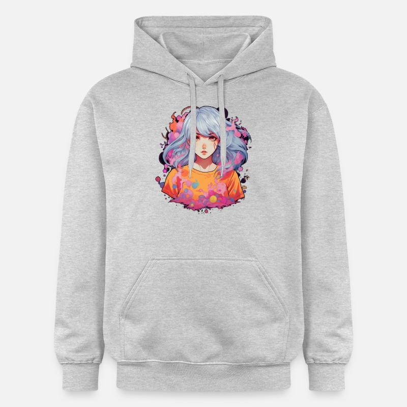 Fille d’anime - Sweat à capuche Softstyle® Gildan Unisexe - gris clair chiné