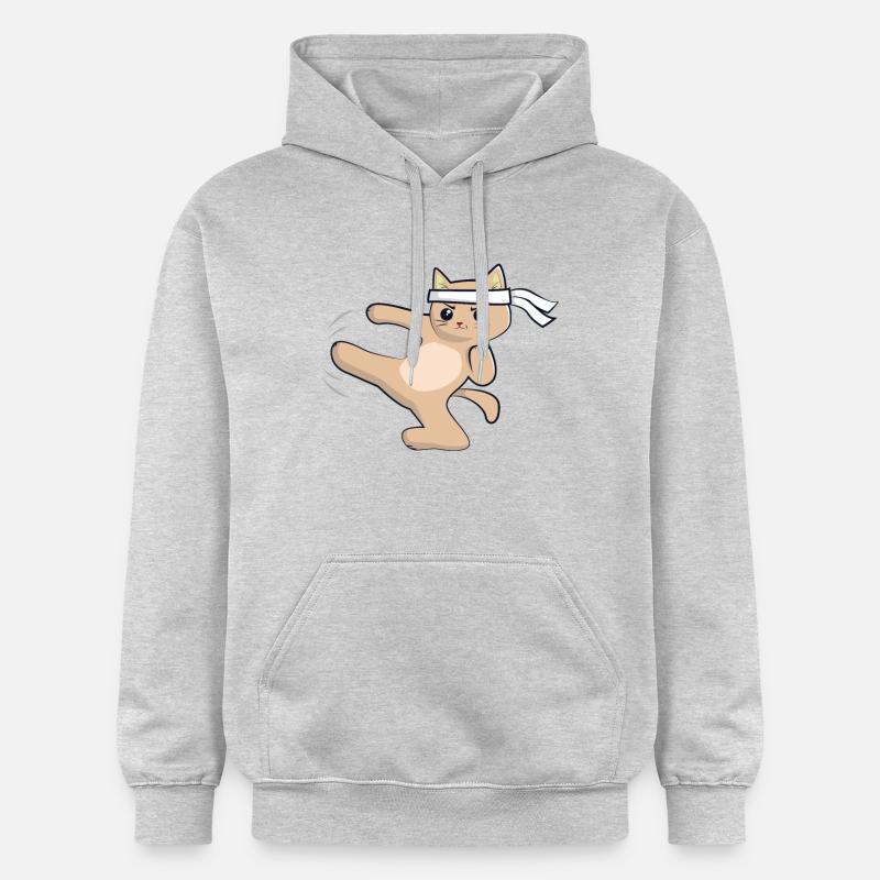 Chat de karaté / arts martiaux - Sweat à capuche Softstyle® Gildan Unisexe - gris clair chiné