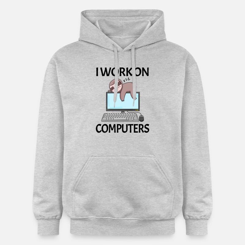 Computer Nerd Programmer Men Gift - Gildan Unisex Softstyle® Midweight Hoodie - light heather grey