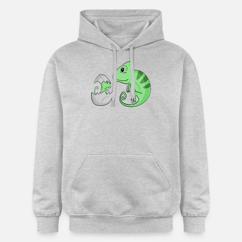 Caméléon avec bébé caméléon - Sweat à capuche Softstyle® Gildan Unisexe - gris clair chiné