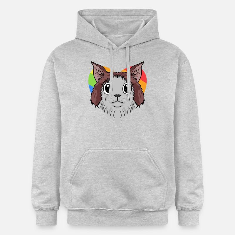 Chat LGBT Maine Coon Rainbow - Sweat à capuche Softstyle® Gildan Unisexe - gris clair chiné