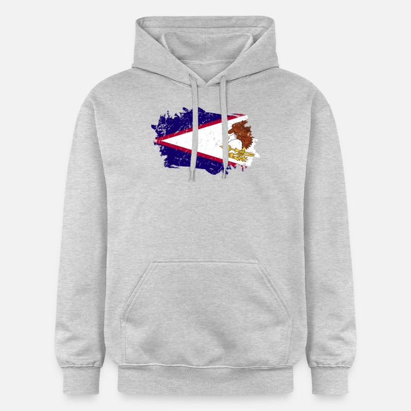 Drapeau des Samoa américaines - Sweat à capuche Softstyle® Gildan Unisexe - gris clair chiné