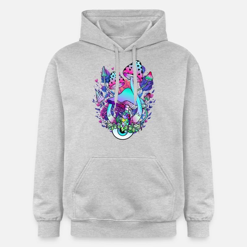 Psychédélique Champignon Yeux Nature Art - Sweat à capuche Softstyle® Gildan Unisexe - gris clair chiné