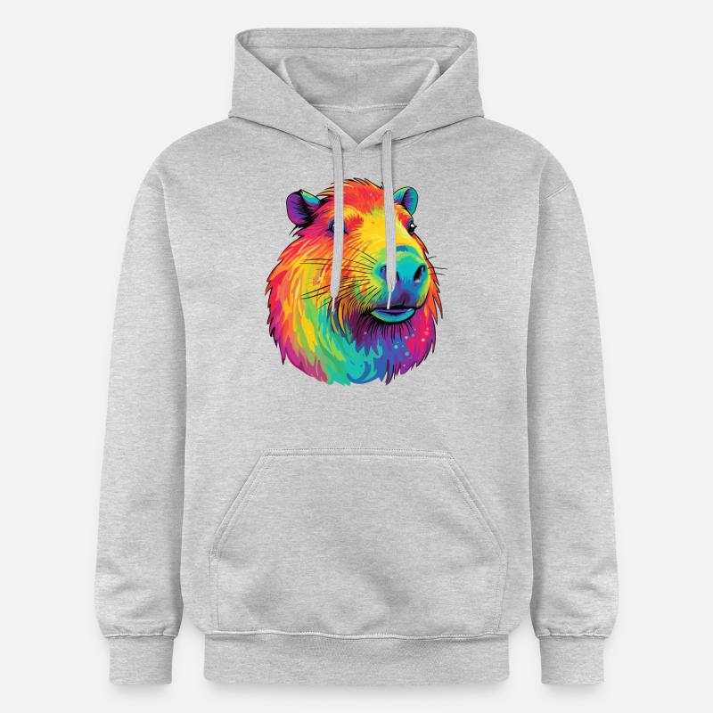 Capybara Low Rainbow Design - Sweat à capuche Softstyle® Gildan Unisexe - gris clair chiné
