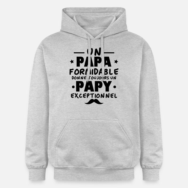 Papa Formidable, Papy Exceptionnel - Sweat à capuche Softstyle® Gildan Unisexe - gris clair chiné
