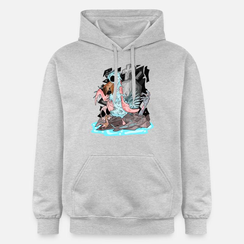 Mouette zombie - Sweat à capuche Softstyle® Gildan Unisexe - gris clair chiné