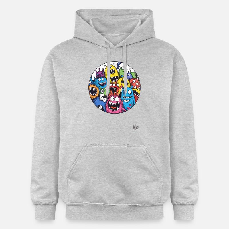 Drôles d’amis monstres - Sweat à capuche Softstyle® Gildan Unisexe - gris clair chiné