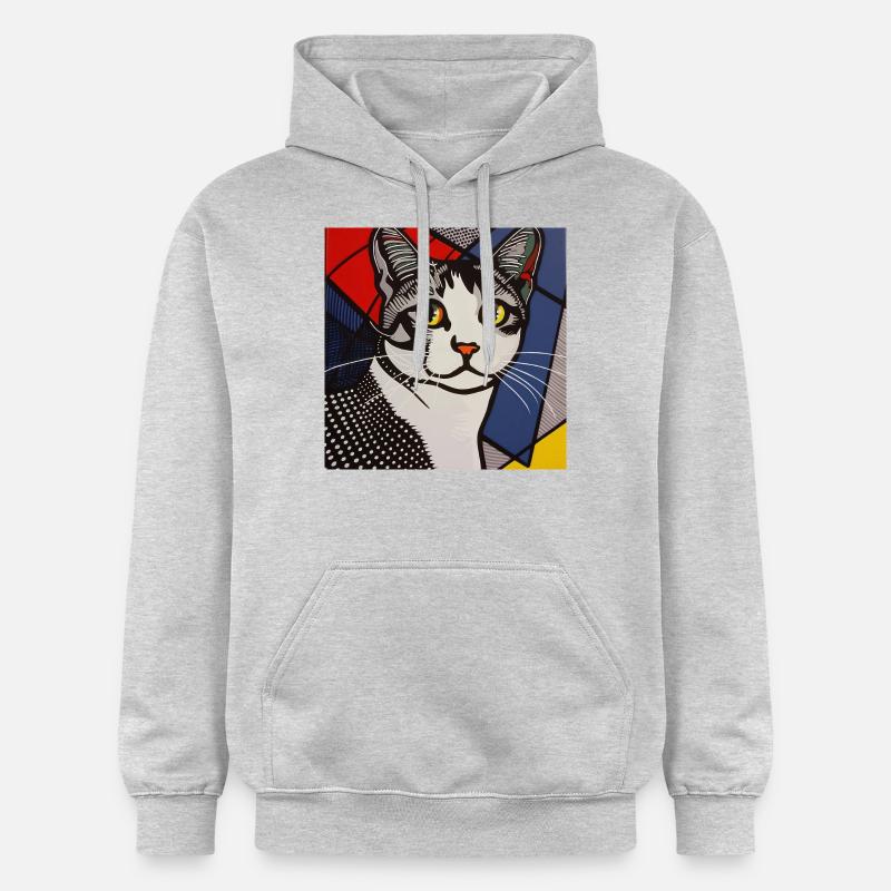 Chat, Motif De Chat - Sweat à capuche Softstyle® Gildan Unisexe - gris clair chiné