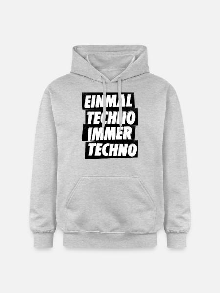EINMAL TECHNO IMMER TECHNO - Gildan Unisex Softstyle® Midweight Hoodie - Hellgrau meliert