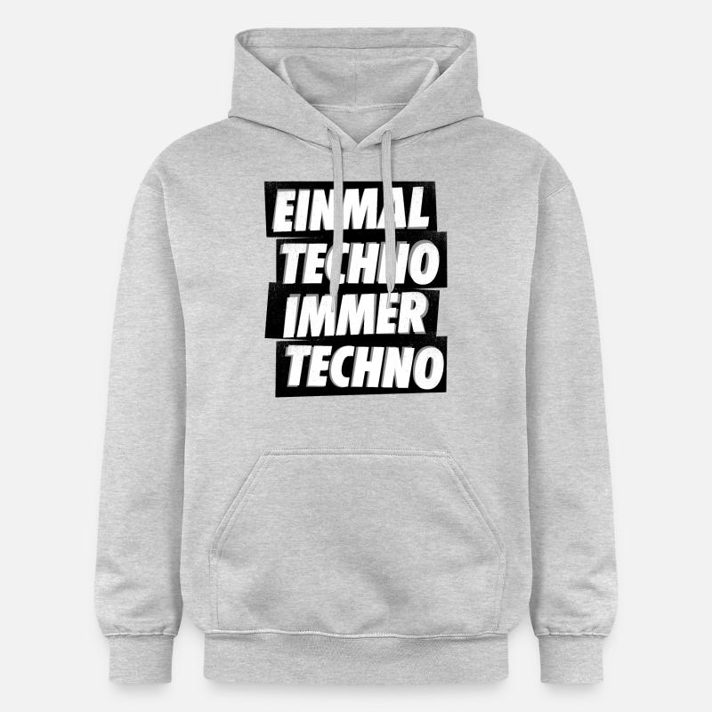 EINMAL TECHNO IMMER TECHNO - Gildan Unisex Softstyle® Midweight Hoodie - Hellgrau meliert