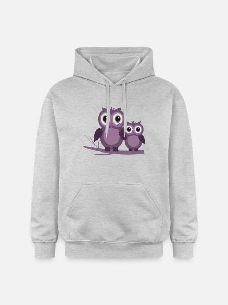deux hiboux prune pourpre lilas - Sweat à capuche Softstyle® Gildan Unisexe - gris clair chiné