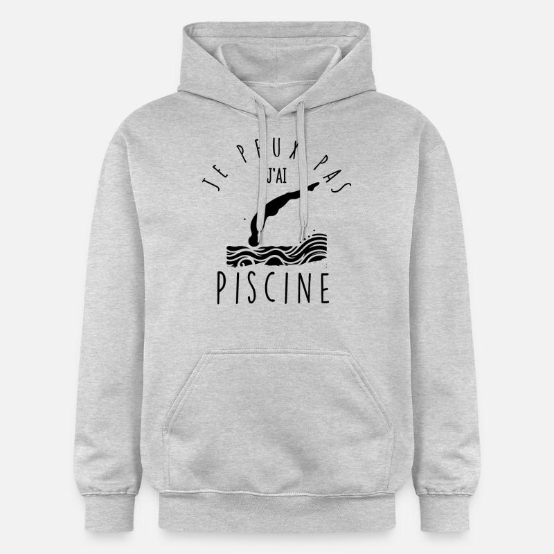 Je peux pas, j'ai piscine. - Sweat à capuche Softstyle® Gildan Unisexe - gris clair chiné