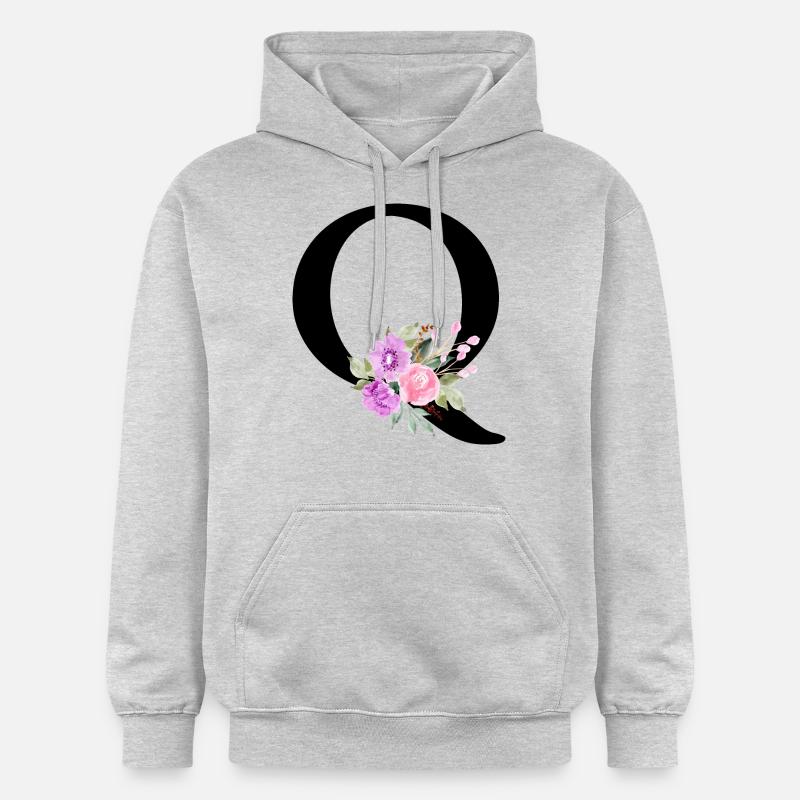 Lettre q floral violet - Sweat à capuche Softstyle® Gildan Unisexe - gris clair chiné