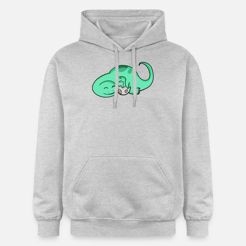 Dinosaure avec bébé dinosaure - Sweat à capuche Softstyle® Gildan Unisexe - gris clair chiné