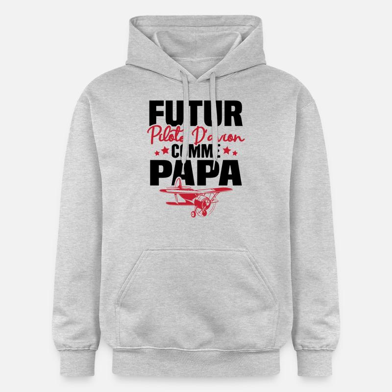 Futur Pilote d'avion comme Papa - Sweat à capuche Softstyle® Gildan Unisexe - gris clair chiné