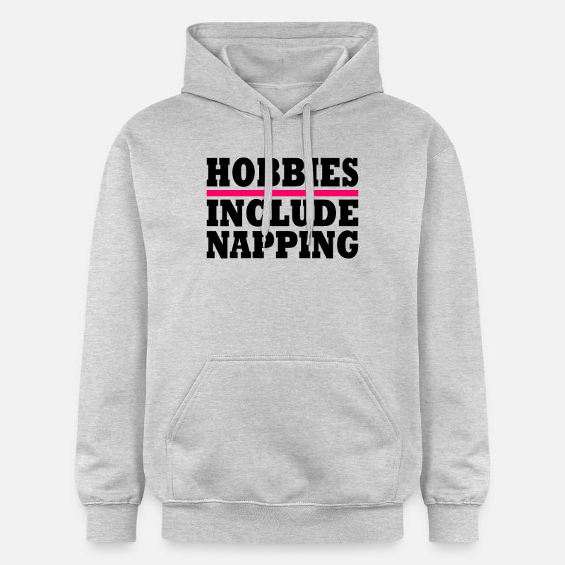 Hobbies include napping - Sweat à capuche Softstyle® Gildan Unisexe - gris clair chiné