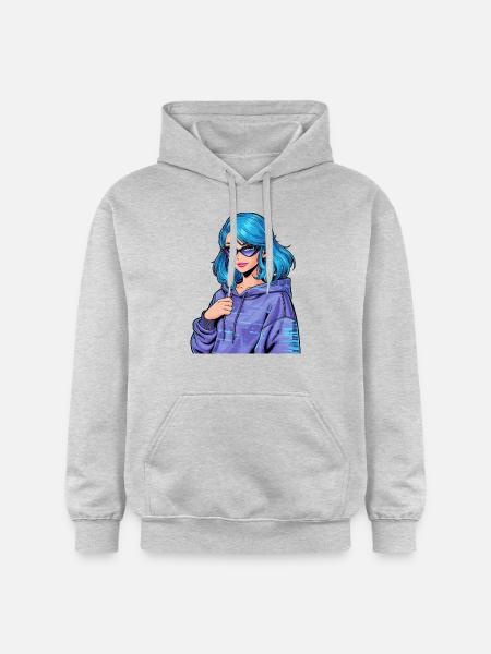 Anime Woman - Gildan Unisex Softstyle® Midweight Hoodie - light heather grey