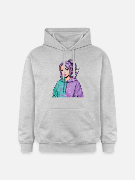 Anime Woman - Gildan Unisex Softstyle® Midweight Hoodie - light heather grey
