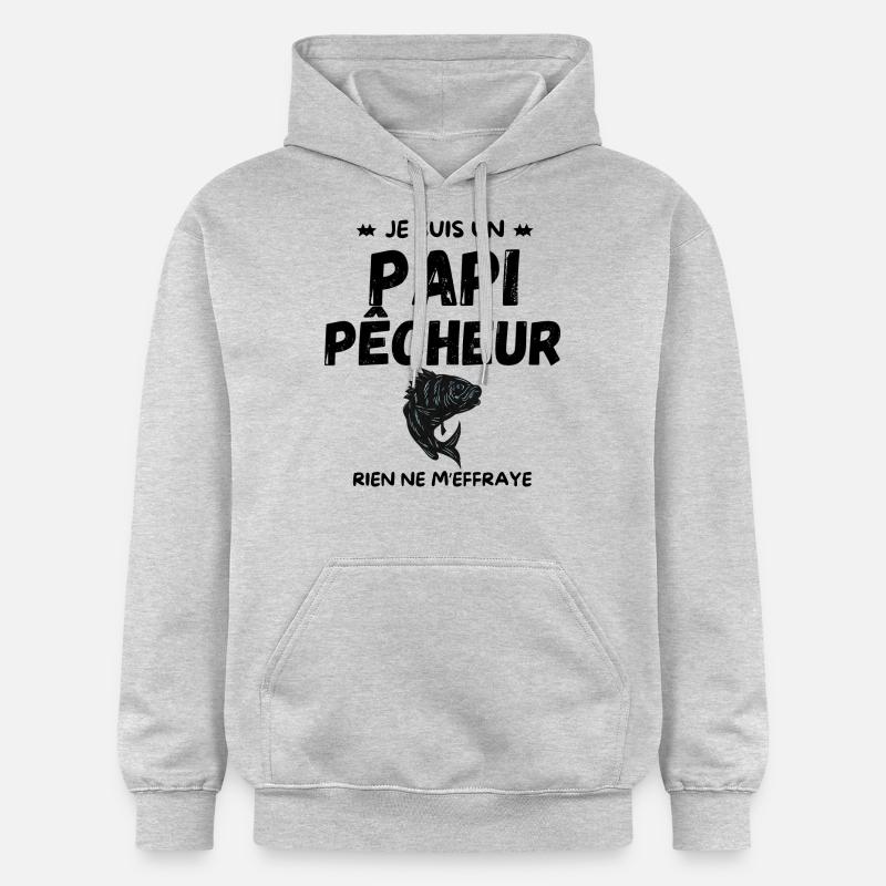 PAPI PÊCHEUR - Sweat à capuche Softstyle® Gildan Unisexe - gris clair chiné