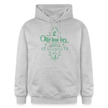 Harry Potter Ollivanders Shop Green Logo - Gildan Unisex Softstyle® Midweight Hoodie - light heather grey - Front - Liana (172cm) & Jaron (178cm)