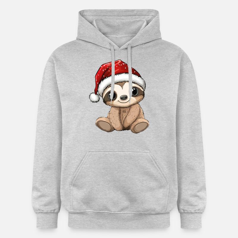 paresseux Noël mignon Noël mignon - Sweat à capuche Softstyle® Gildan Unisexe - gris clair chiné