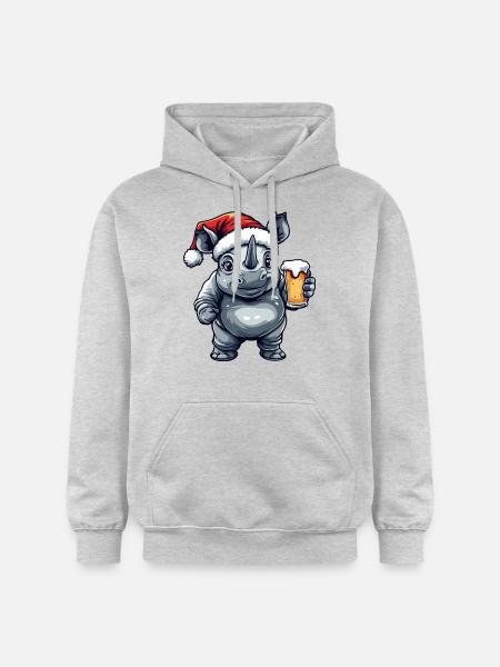 Rhino Christmas Beer - Gildan Unisex Softstyle® Midweight Hoodie - light heather grey