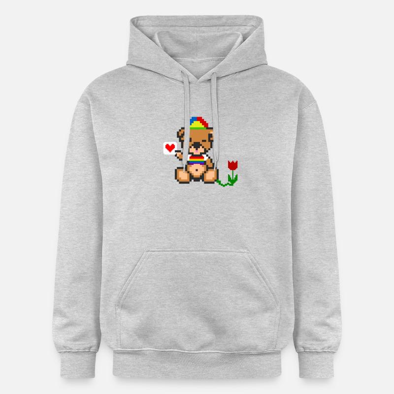 Pixel Bear Pride - Sweat à capuche Softstyle® Gildan Unisexe - gris clair chiné
