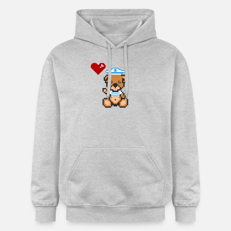 Pixel Bear Navy - Sweat à capuche Softstyle® Gildan Unisexe - gris clair chiné
