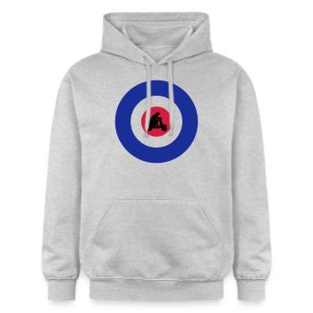 Target mit Rollerfahrer - Gildan Unisex Softstyle® Midweight Hoodie - Hellgrau meliert - Vorne - Liana (172cm) & Jaron (178cm)