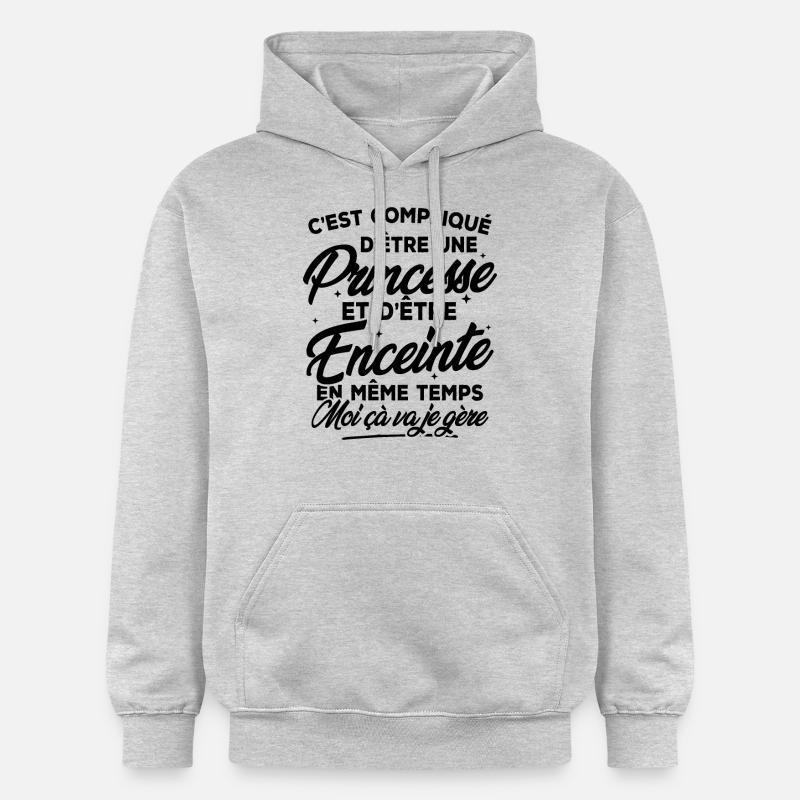 Une Princesse et Enceinte - Sweat à capuche Softstyle® Gildan Unisexe - gris clair chiné