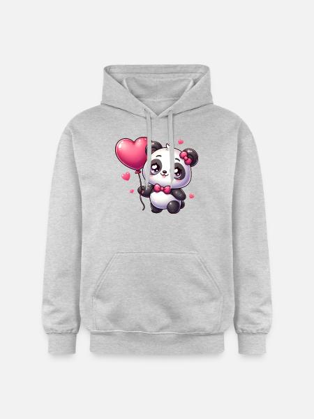 Kawaii Panda - Felpa con cappuccio unisex Softstyle® Gildan con grammatura media - grigio chiaro melange