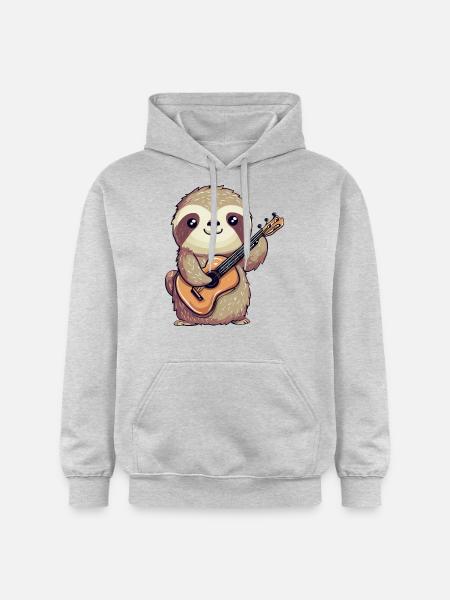 Sloth Guitar Player - Gildan Unisex Softstyle® Midweight Hoodie - light heather grey