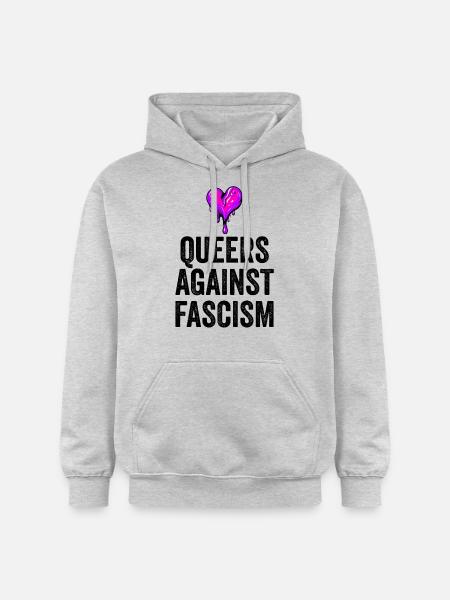 Queers against fascism - Gildan Unisex Softstyle® Midweight Hoodie - Hellgrau meliert