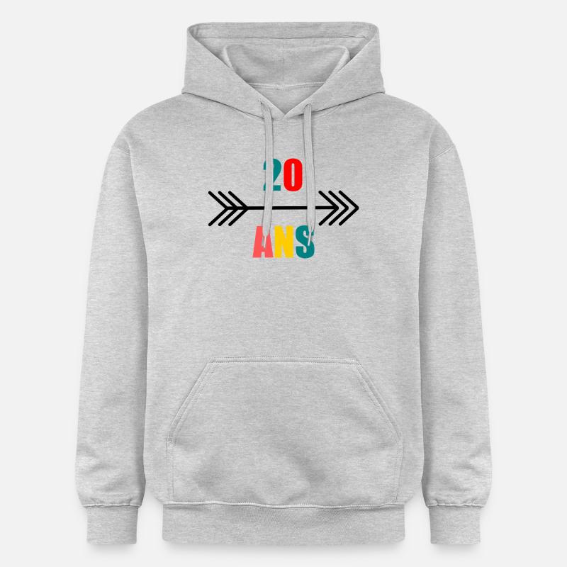 20 ANS,20e ANNIVERSAIRE,ANNIVERSAIRE 20 ANS,20 - Sweat à capuche Softstyle® Gildan Unisexe - gris clair chiné