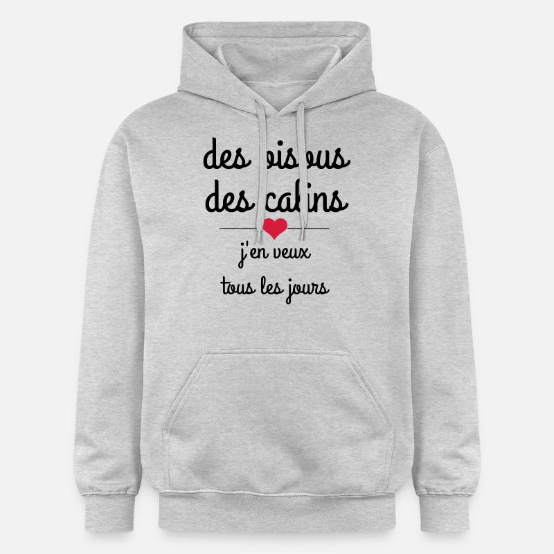 des bisous des calins - Sweat à capuche Softstyle® Gildan Unisexe - gris clair chiné