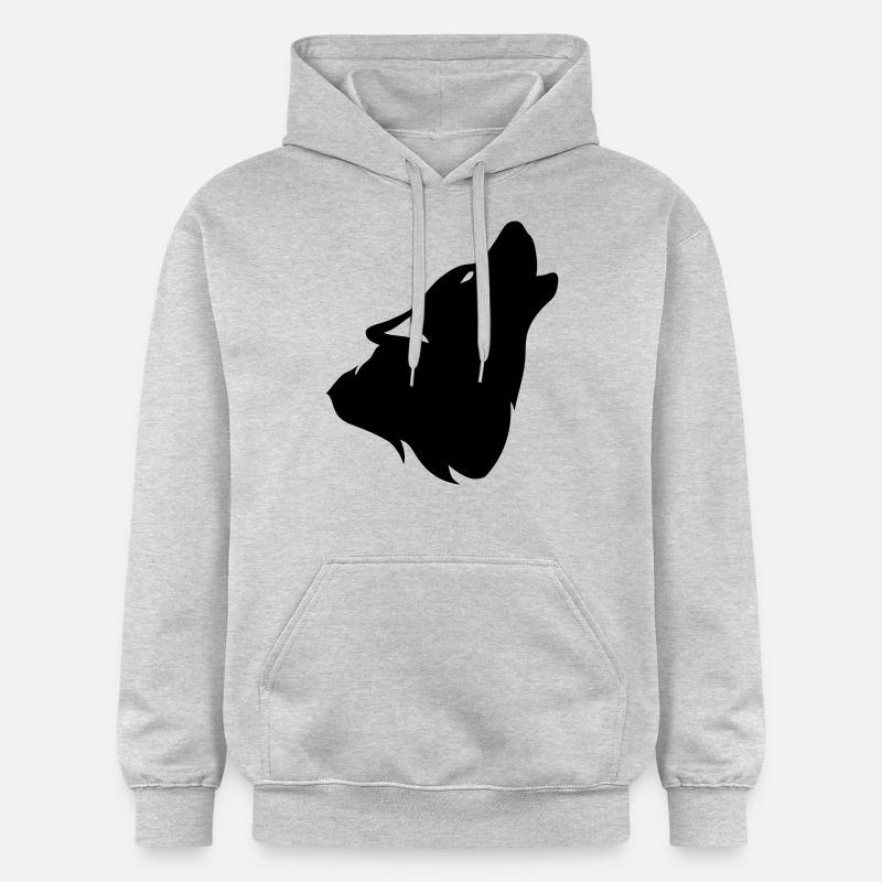silhouette loup hurlement ombre shadow0 - Sweat à capuche Softstyle® Gildan Unisexe - gris clair chiné