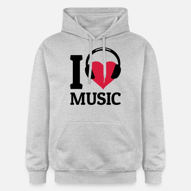 I love Music - Sweat à capuche Softstyle® Gildan Unisexe - gris clair chiné