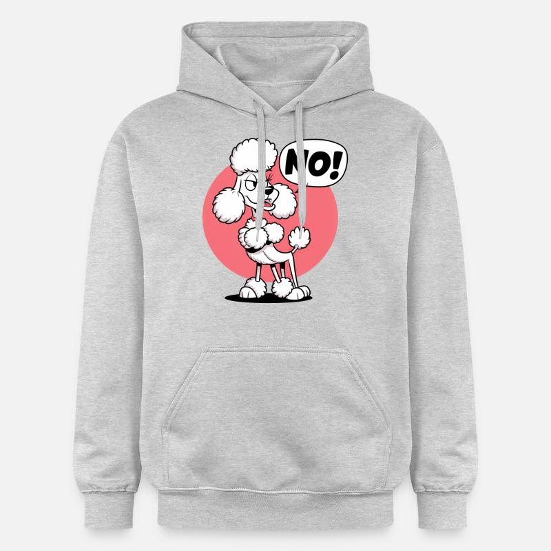 Caniche disant "Non ! - Sweat à capuche Softstyle® Gildan Unisexe - gris clair chiné