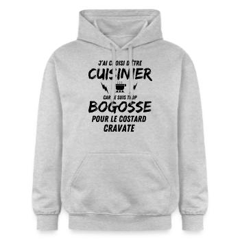 BOGOSSE CUISINIER - Sweat à capuche Softstyle® Gildan Unisexe - gris clair chiné - Devant - Liana (172cm) & Jaron (178cm)