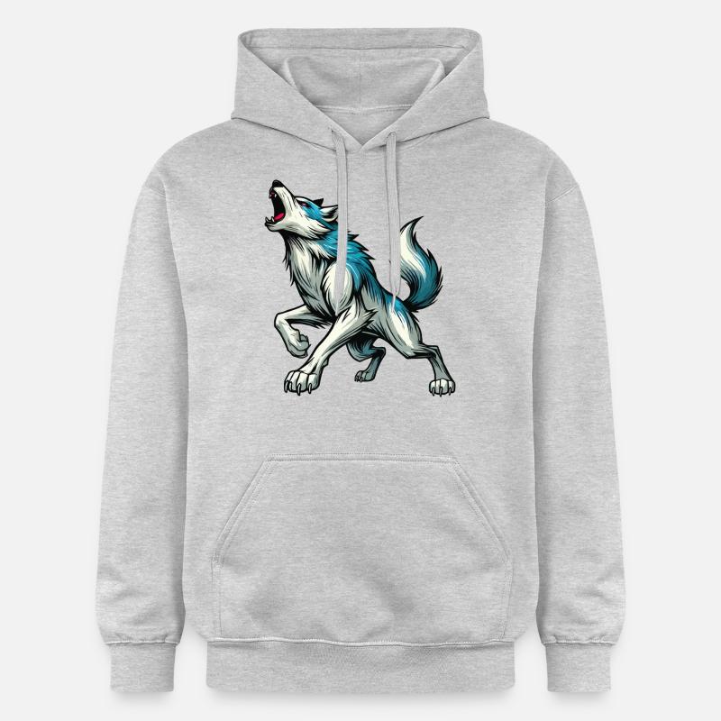 Bande dessinée de loup - Sweat à capuche Softstyle® Gildan Unisexe - gris clair chiné
