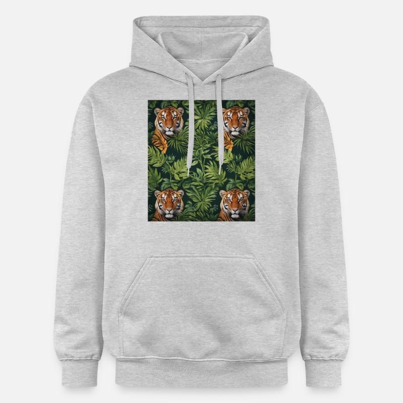 Tigres dans la jungle - Sweat à capuche Softstyle® Gildan Unisexe - gris clair chiné