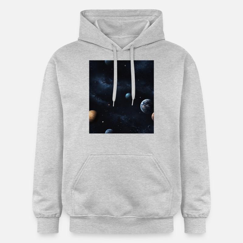 Planètes dans l’espace - Sweat à capuche Softstyle® Gildan Unisexe - gris clair chiné