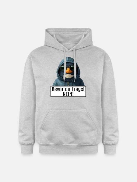 morsomt ordtak med pingvinen Becor du spør nei - Gildan Unisex Softstyle® Midweight Hoodie - lysgrå melert