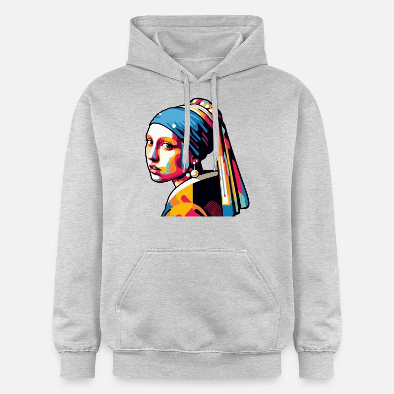 Mädchen mit Perlenohrring modern - Gildan Unisex Softstyle® Midweight Hoodie - Hellgrau meliert
