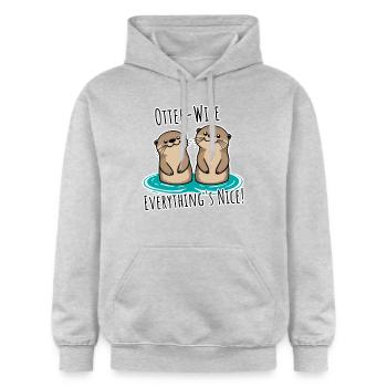 Everything Nice Otter-Wise! Otter mäßig gut alles! - Gildan Unisex Softstyle® Midweight Hoodie - Hellgrau meliert - Vorne - Liana (172cm) & Jaron (178cm)