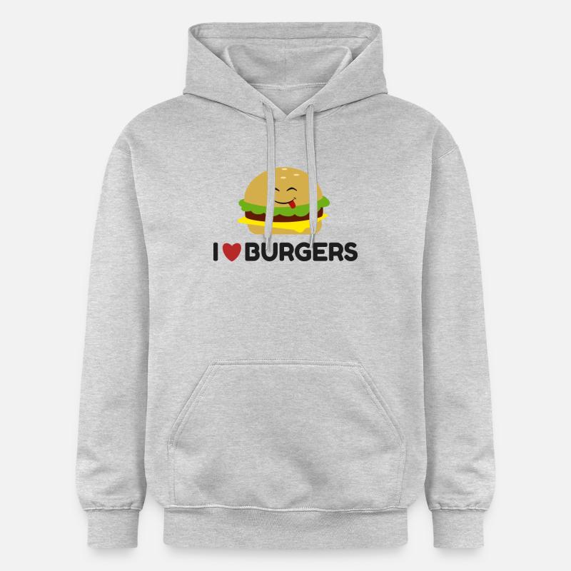 J'aime les hamburgers - Sweat à capuche Softstyle® Gildan Unisexe - gris clair chiné