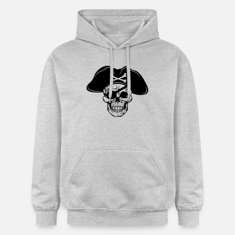 Chapeau de pirate crâne et cache-œil - Sweat à capuche Softstyle® Gildan Unisexe - gris clair chiné